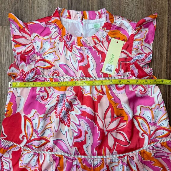 JADE MELODY TAM NWT Womens XS Crimson Paisley Ruffle Cap Sleeve Pullover - Picture 4 of 10